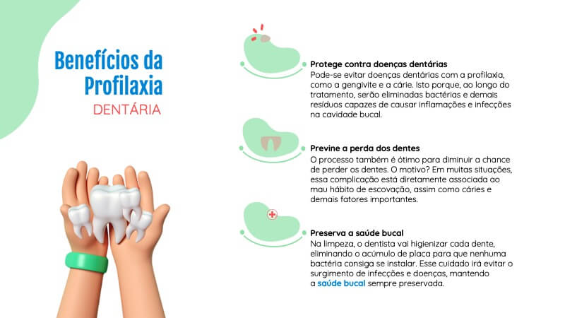 slide explicando os benefícios da profilaxia dentária