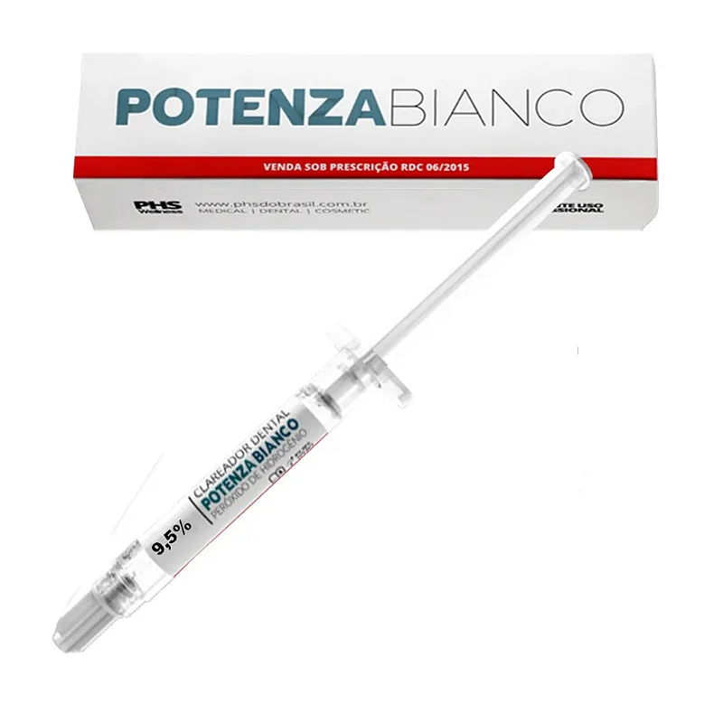 Potenza Bianco Peroxido De Hidrogênio 9,5% (01 Seringa) - PHS Clareador dental caseiro à base de peróxido de hidrogênio 9,5%
