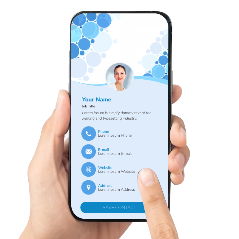 Cartão de visita de dentista aberto em celular
