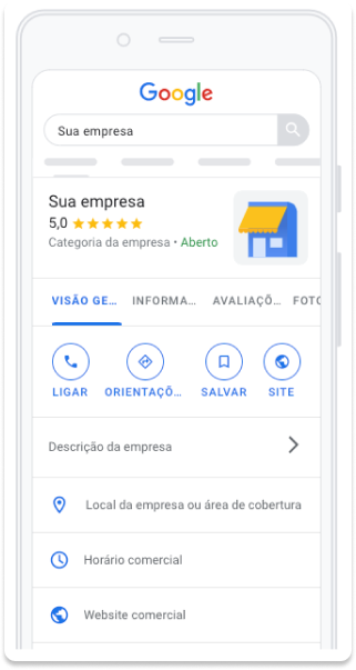 Print do Google Meu Negócio, sem nada definido, pronto para editar. - Esse texto do blog é sobre Google Meu Negócio para Clínicas