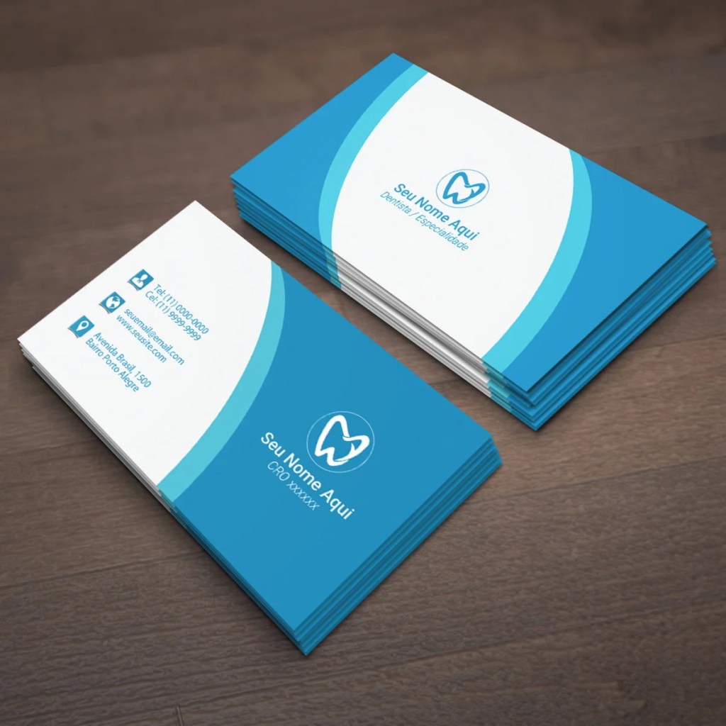 Cartão de visita de dentista modelo sem as informações para poder personalizar.