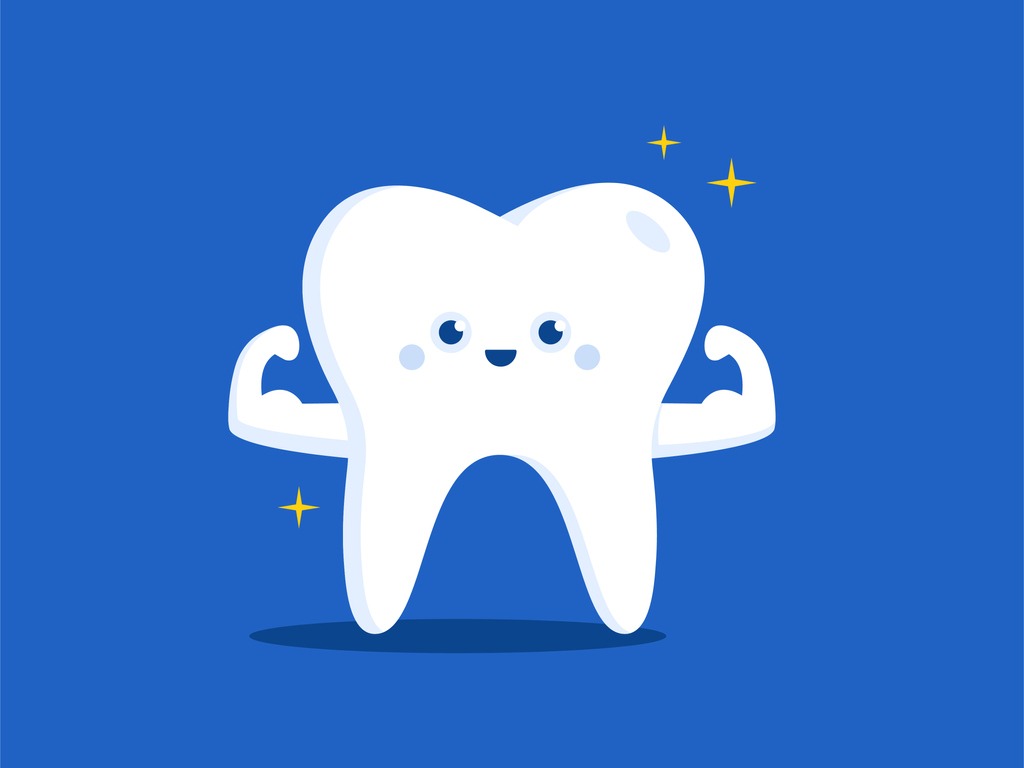 Desenho de dente com músculos.